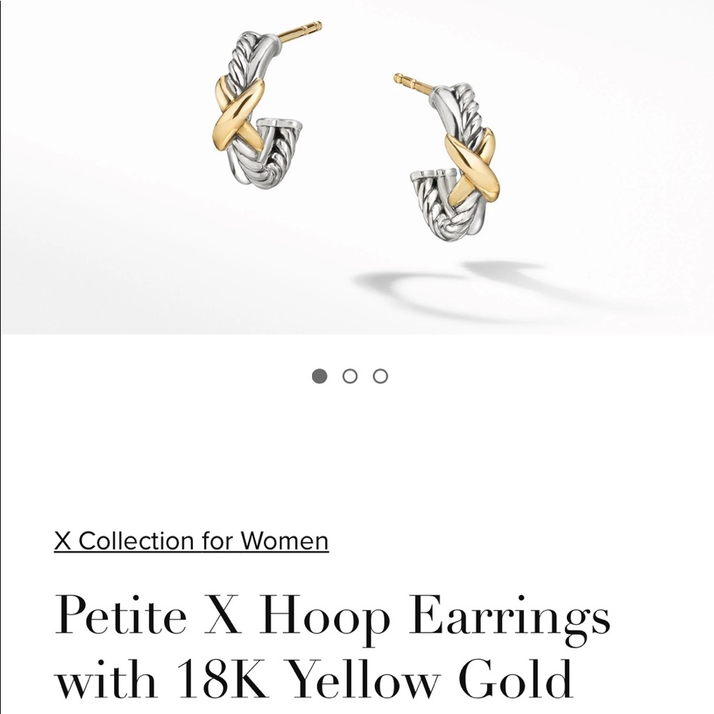 Single David Yurman Petite X Hoop Earring with 18K Gold